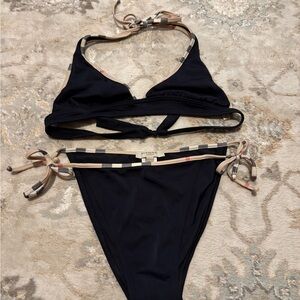 Burberry Black and Tan Bikini Set Small Top - Medium Bottom